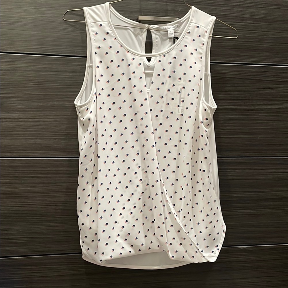 41 Hawthorn Cream Sleeveless Tank Top with Polka Dots